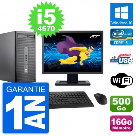 PC Tour HP 400 G2 MT Ecran 27" i5-4570 RAM 16Go Disque Dur 500Go Windows 10 Wifi