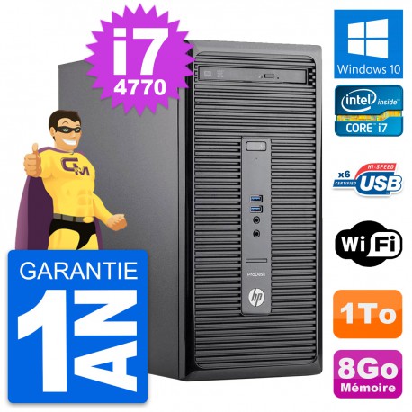 PC Tour HP ProDesk 400 G2 MT Intel i7-4770 RAM 8Go Disque 1To Windows 10 Wifi