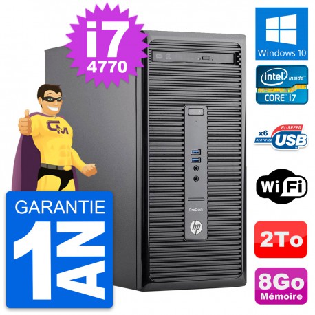 PC Tour HP ProDesk 400 G2 MT Intel i7-4770 RAM 8Go Disque 2To Windows 10 Wifi