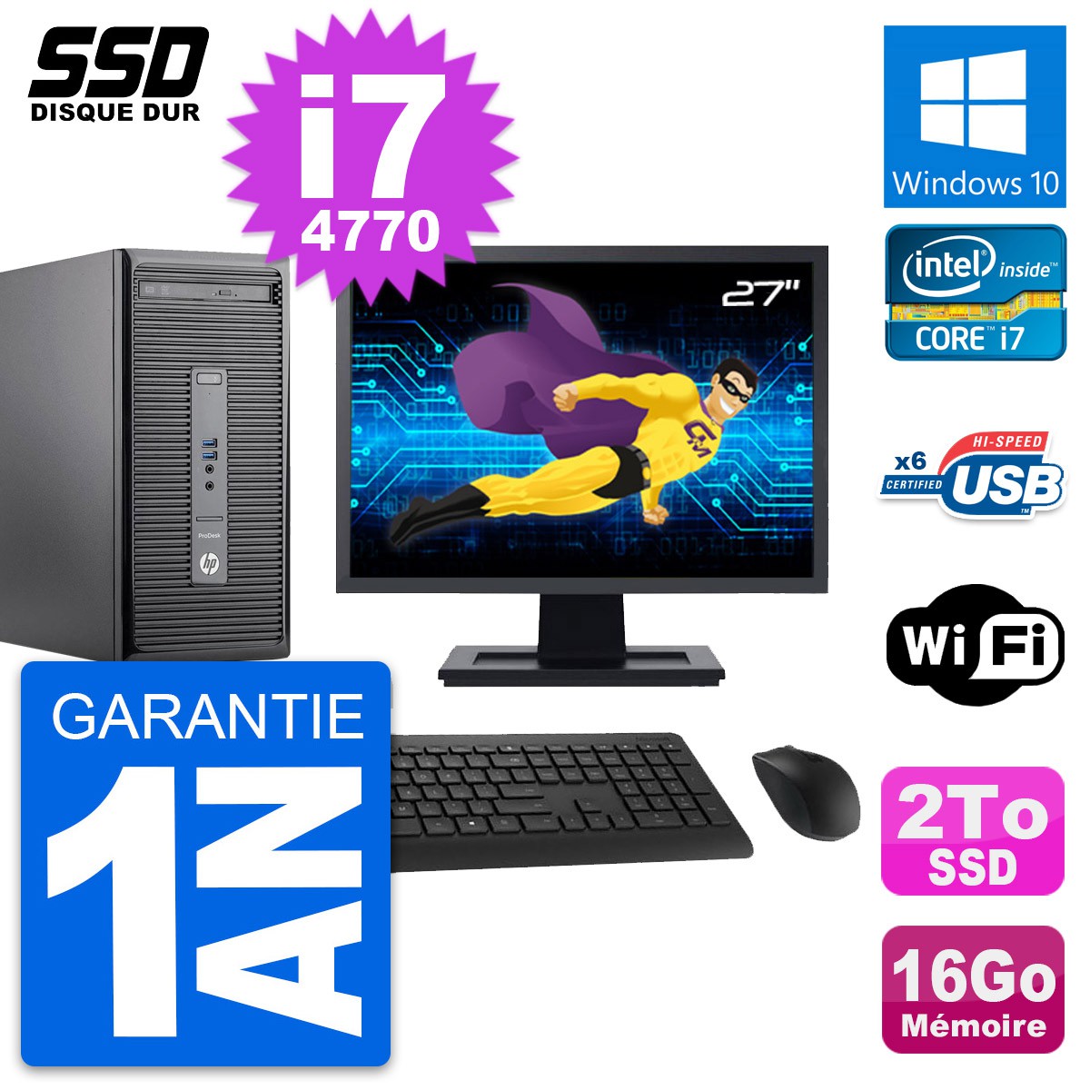 Pack HP ProDesk 400 G2 MT - 8Go - 500Go HDD + 22