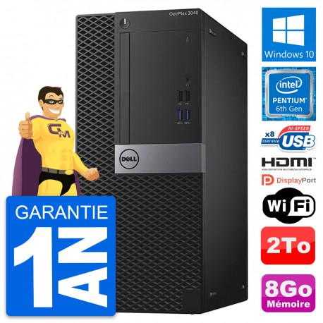PC Tour Dell OptiPlex 3040 Intel G4400 RAM 8Go Disque 2To HDMI Windows 10 Wifi