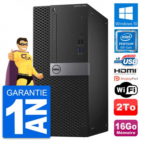 PC Tour Dell OptiPlex 3040 Intel G4400 RAM 16Go Disque 2To HDMI Windows 10 Wifi