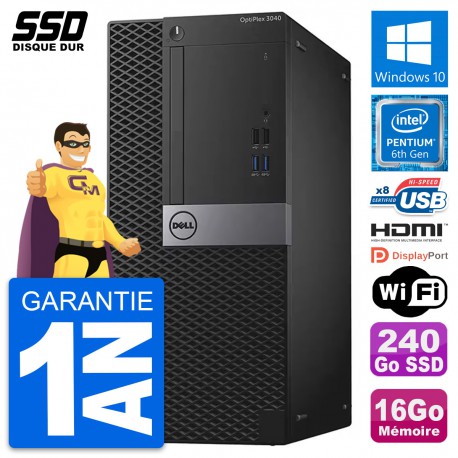 PC Tour Dell OptiPlex 3040 Intel G4400 RAM 16Go SSD 240Go HDMI Windows 10 Wifi