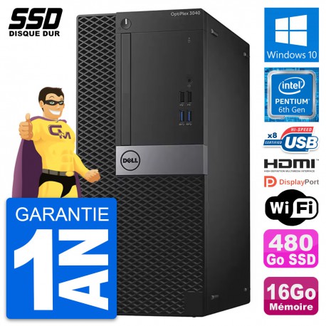 PC Tour Dell OptiPlex 3040 Intel G4400 RAM 16Go SSD 480Go HDMI Windows 10 Wifi
