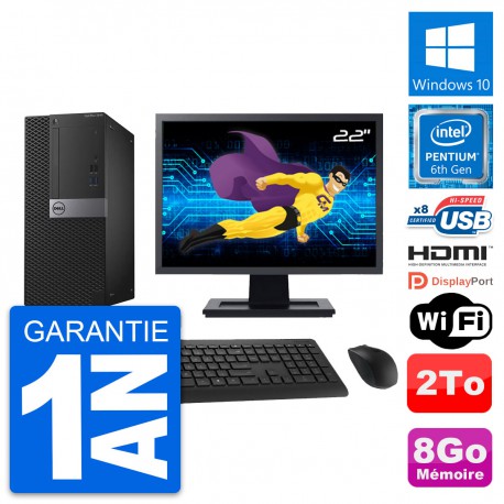 PC Tour Dell 3040 Ecran 22" Intel G4400 RAM 8Go Disque 2To HDMI Windows 10 Wifi