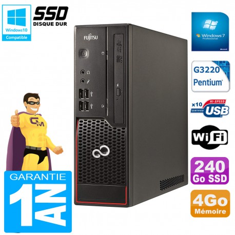 PC Fujitsu Esprimo C720 SFF Intel G3220 4Go Disque 240Go SSD Graveur DVD Wifi W7