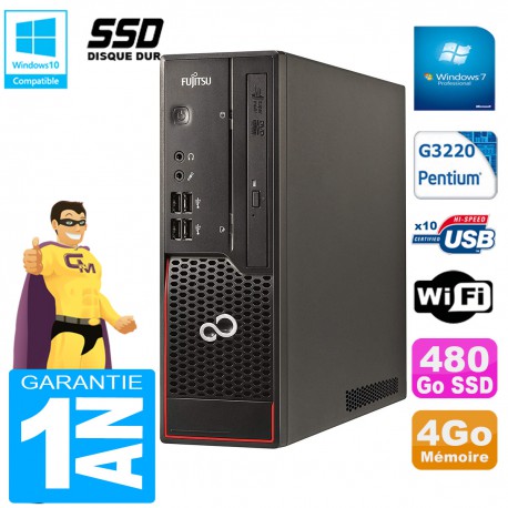 PC Fujitsu Esprimo C720 SFF Intel G3220 4Go Disque 480Go SSD Graveur DVD Wifi W7