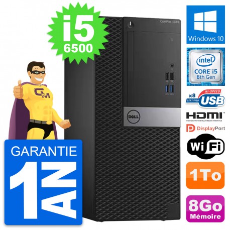PC Tour Dell OptiPlex 3040 Intel i5-6500 RAM 8Go Disque 1To HDMI Windows 10 Wifi
