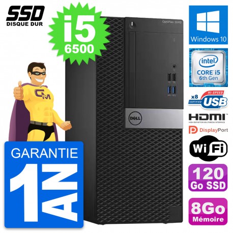 PC Tour Dell OptiPlex 3040 Intel i5-6500 RAM 8Go SSD 120Go HDMI Windows 10 Wifi