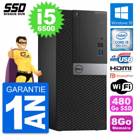 PC Tour Dell OptiPlex 3040 Intel i5-6500 RAM 8Go SSD 480Go HDMI Windows 10 Wifi