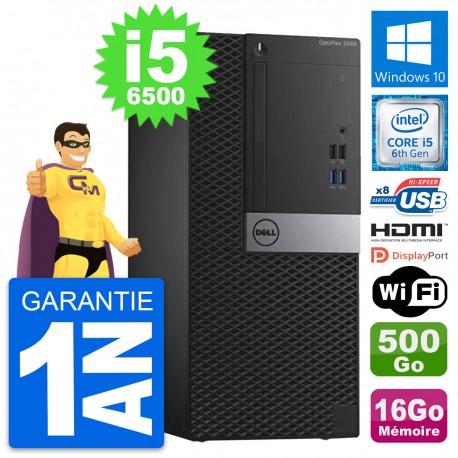 PC Tour Dell OptiPlex 3040 i5-6500 RAM 16Go Disque 500Go HDMI Windows 10 Wifi