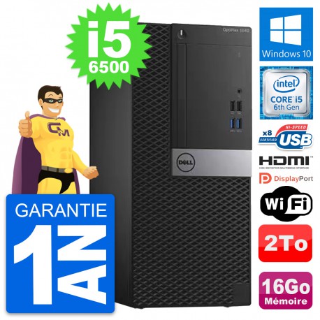 PC Tour Dell OptiPlex 3040 Core i5-6500 RAM 16Go Disque 2To HDMI Windows 10 Wifi