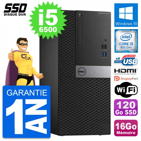 PC Tour Dell OptiPlex 3040 Intel i5-6500 RAM 16Go SSD 120Go HDMI Windows 10 Wifi