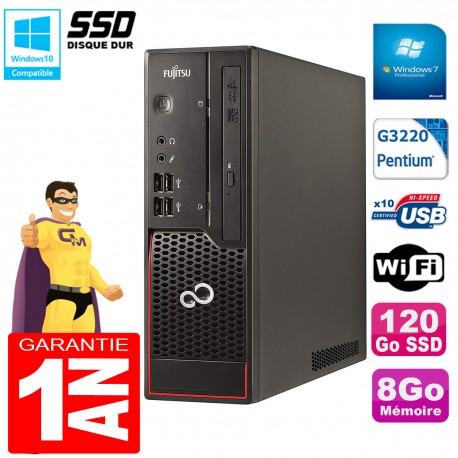 PC Fujitsu Esprimo C720 SFF Intel G3220 8Go Disque 120Go SSD Graveur DVD Wifi W7
