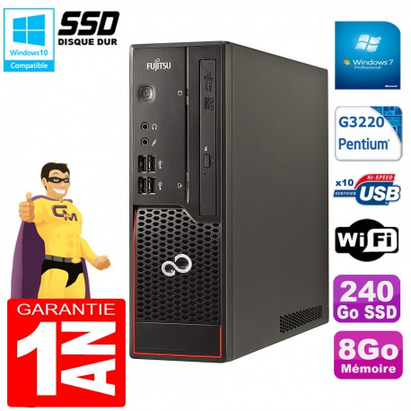 PC Fujitsu Esprimo C720 SFF Intel G3220 8Go Disque 240Go SSD Graveur DVD Wifi W7