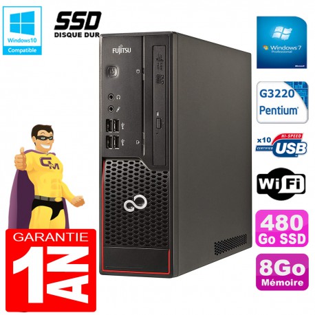 PC Fujitsu Esprimo C720 SFF Intel G3220 8Go Disque 480Go SSD Graveur DVD Wifi W7