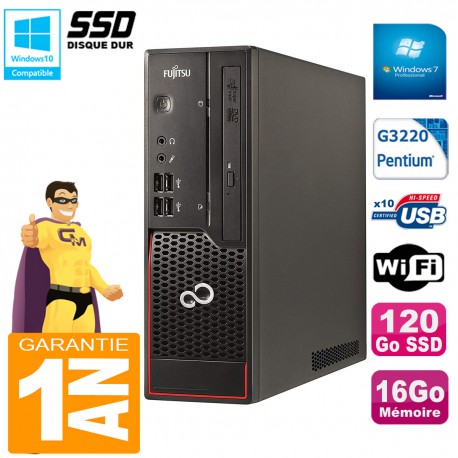 PC Fujitsu Esprimo C720 SFF Intel G3220 16Go Disque 120Go SSD Graveur DVD Wifi W7