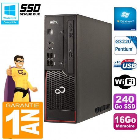 PC Fujitsu Esprimo C720 SFF Intel G3220 16Go Disque 240Go SSD Graveur DVD Wifi W7