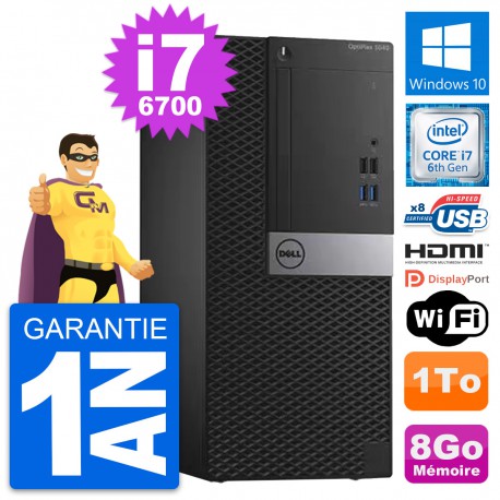 PC Tour Dell OptiPlex 3040 Intel i7-6700 RAM 8Go Disque 1To HDMI Windows 10 Wifi
