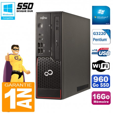 PC Fujitsu Esprimo C720 SFF Intel G3220 16Go Disque 960Go SSD Graveur DVD Wifi W7