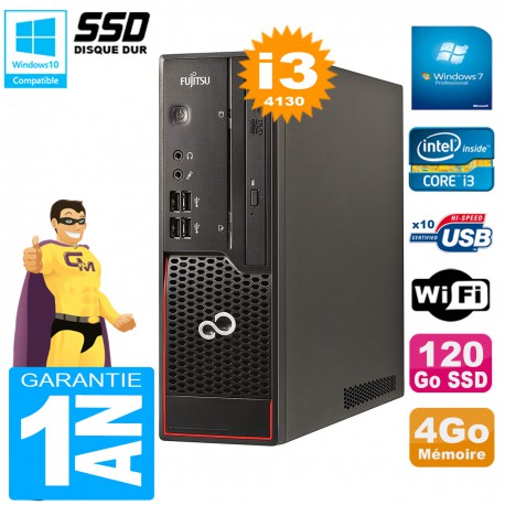PC Fujitsu Esprimo C720 SFF Core I3-4130 4Go Disque 120Go SSD Graveur DVD Wifi W7