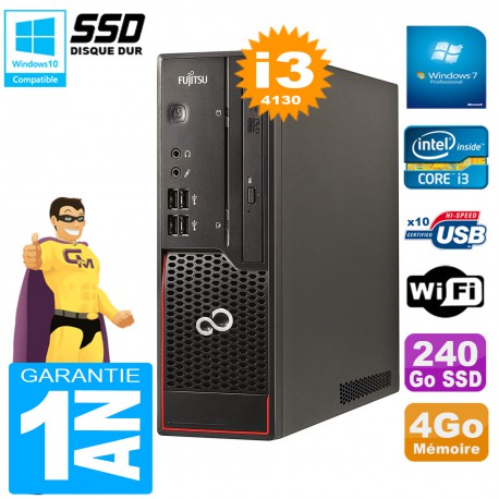 PC Fujitsu Esprimo C720 SFF Core I3-4130 4Go Disque 240Go SSD Graveur DVD Wifi W7