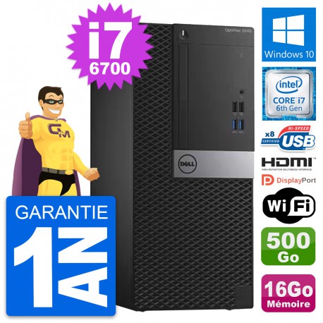 PC Tour Dell OptiPlex 3040 i7-6700 RAM 16Go Disque 500Go HDMI Windows 10 Wifi