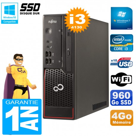 PC Fujitsu Esprimo C720 SFF Core I3-4130 4Go Disque 960Go SSD Graveur DVD Wifi W7