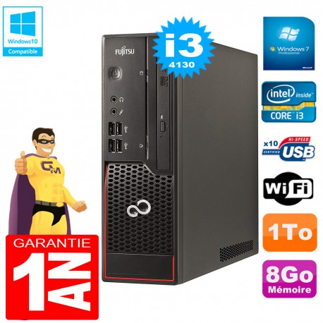 PC Fujitsu Esprimo C720 SFF Core I3-4130 8Go Disque 1To Graveur DVD Wifi W7
