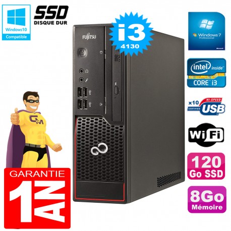 PC Fujitsu Esprimo C720 SFF Core I3-4130 8Go Disque 120Go SSD Graveur DVD Wifi W7