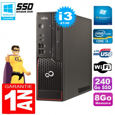 PC Fujitsu Esprimo C720 SFF Core I3-4130 8Go Disque 240Go SSD Graveur DVD Wifi W7