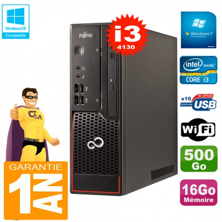 PC Fujitsu Esprimo C720 SFF Core I3-4130 16Go Disque 500Go Graveur DVD Wifi W7