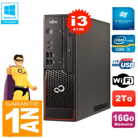 PC Fujitsu Esprimo C720 SFF Core I3-4130 16Go Disque 2To Graveur DVD Wifi W7