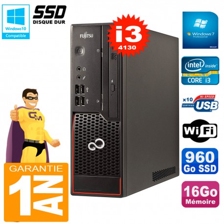 PC Fujitsu Esprimo C720 SFF Core I3-4130 16Go Disque 960Go SSD Graveur DVD Wifi W7