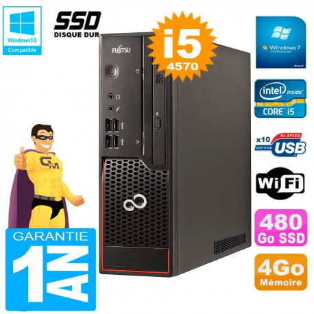 PC Fujitsu Esprimo C720 SFF Core I5-4570 4Go 480Go SSD Graveur DVD Wifi W7