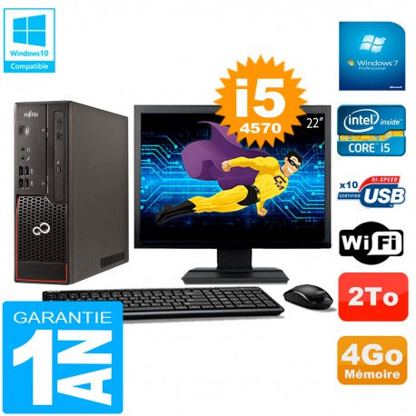 PC Fujitsu Esprimo C720 SFF Ecran 22" Core I5-4570 4Go 2To Wifi W7