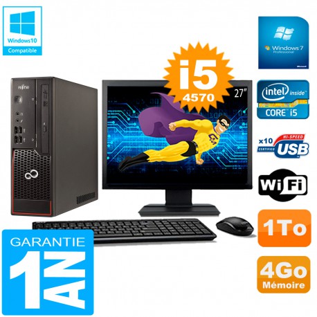 PC Fujitsu Esprimo C720 SFF Ecran 27" Core I5-4570 4Go 1To Wifi W7