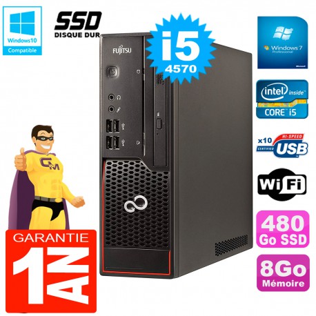 PC Fujitsu Esprimo C720 SFF Core I5-4570 8Go 480Go SSD Graveur DVD Wifi W7
