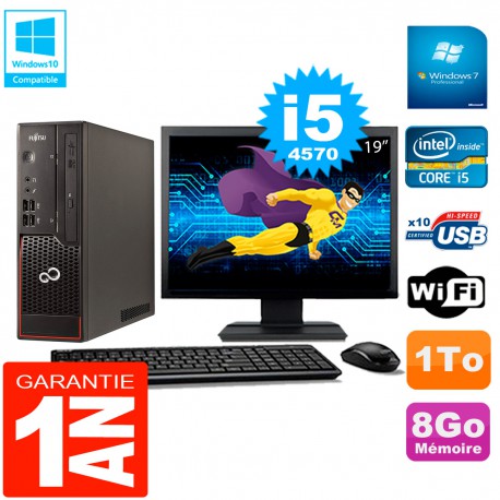 PC Fujitsu Esprimo C720 SFF Ecran 19" Core I5-4570 8Go 1To Wifi W7