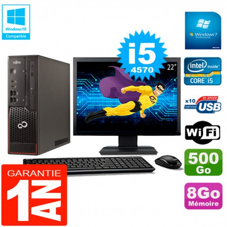 PC Fujitsu Esprimo C720 SFF Ecran 22" Core I5-4570 8Go 500 Go Wifi W7