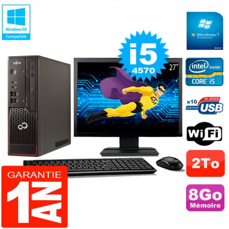 PC Fujitsu Esprimo C720 SFF Ecran 27" Core I5-4570 8Go 2To Wifi W7