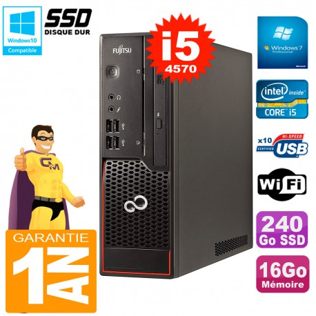 PC Fujitsu Esprimo C720 SFF Core I5-4570 16Go 240Go SSD Graveur DVD Wifi W7