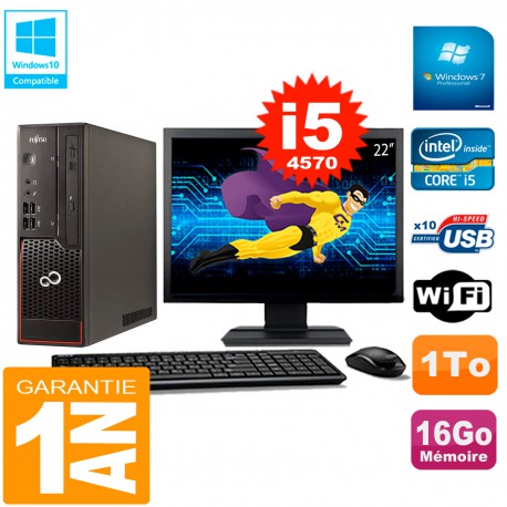 PC Fujitsu Esprimo C720 SFF Ecran 22" Core I5-4570 16Go 1To Wifi W7