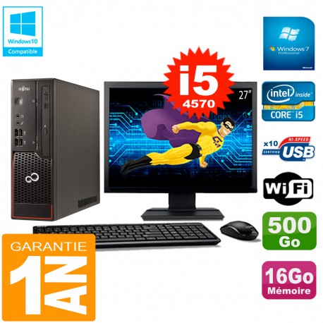 PC Fujitsu Esprimo C720 SFF Ecran 27" Core I5-4570 16Go 500Go Wifi W7