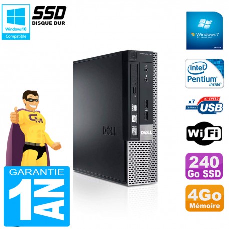 Mini PC Dell 790 Ultra USFF Intel G630 4Go 240Go SSD Wifi W7