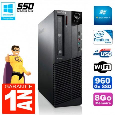 PC Lenovo M92p SFF Intel G630 8Go Disque 960Go SSD Graveur DVD Wifi W7