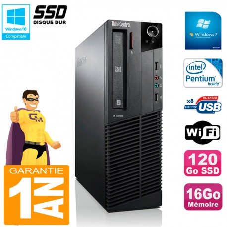 PC Lenovo M92p SFF Intel G630 16Go Disque 120Go SSD Graveur DVD Wifi W7