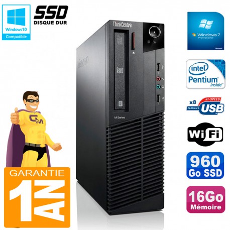 PC Lenovo M92p SFF Intel G630 16Go Disque 960Go SSD Graveur DVD Wifi W7