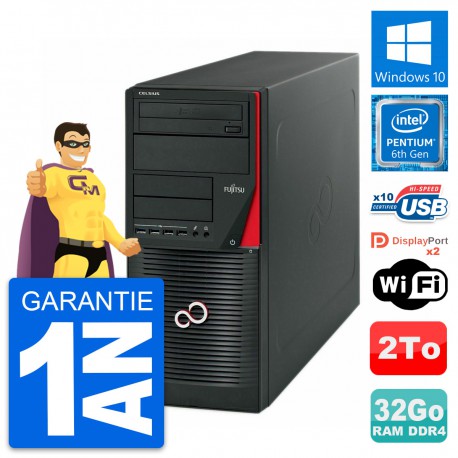 PC Tour Fujitsu Celsius W550n MT Intel G4400 RAM 32Go Disque 2To Windows 10 Wifi