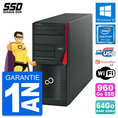 PC Tour Fujitsu Celsius W550n MT Intel G4400 RAM 64Go SSD 960Go Windows 10 Wifi